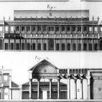 Representación en dibujo de cómo sería la Basílica de Vitruvio