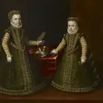 Las Infantas Isabella Clara Eugenia y Catalina Micaela, en 1570, pintura de Anguissola