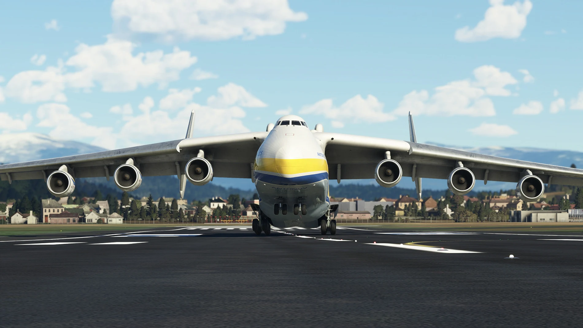 Antonov An-225 "Mriya" sobre tierra, en el videojuego.