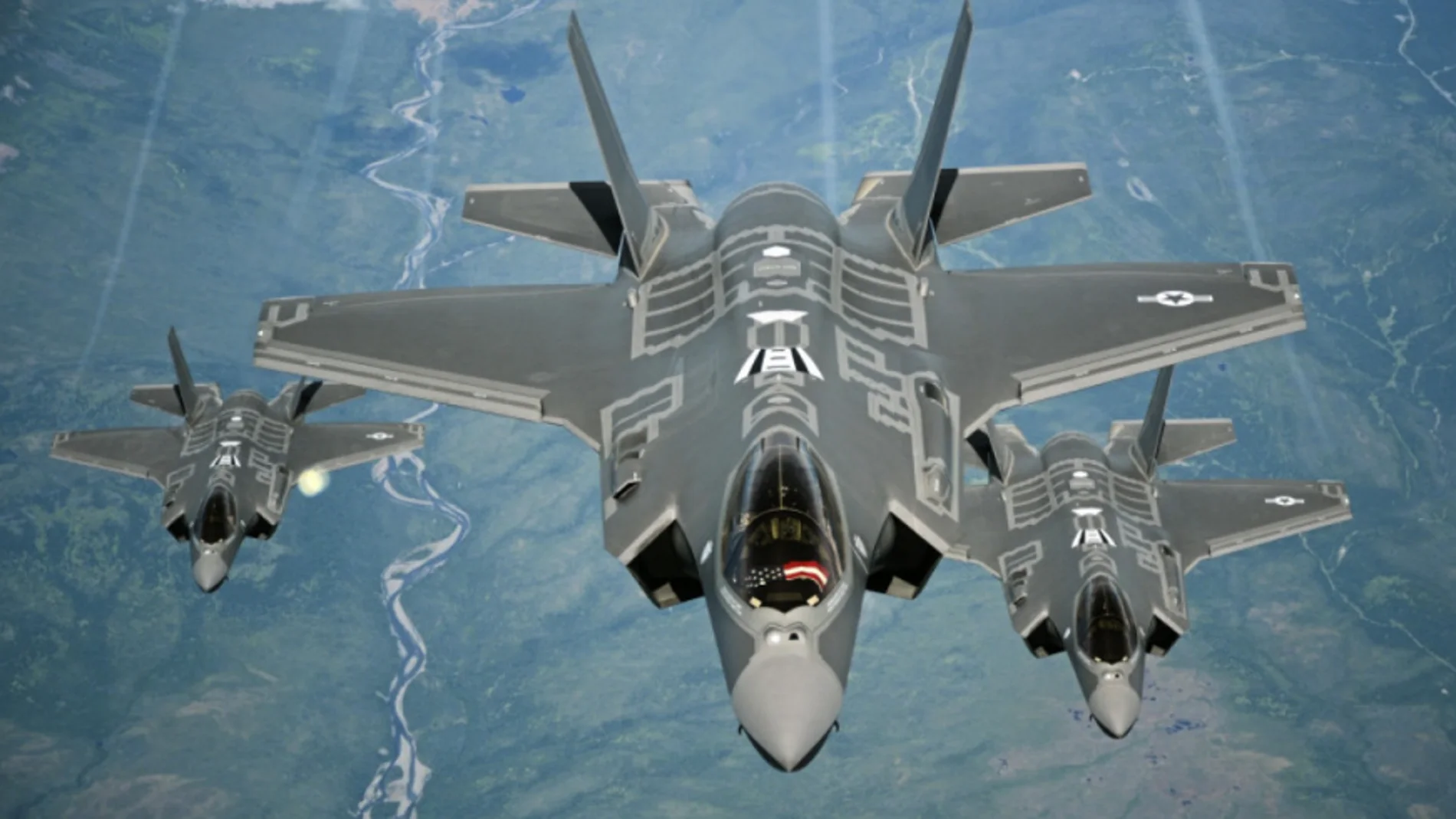 Tres cazas F-35 de Lockheed Martin