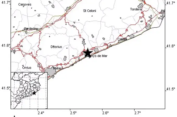 Un terremoto de 2,7 grados sacude la costa del Maresme, a 30 kilómetros de Barcelona