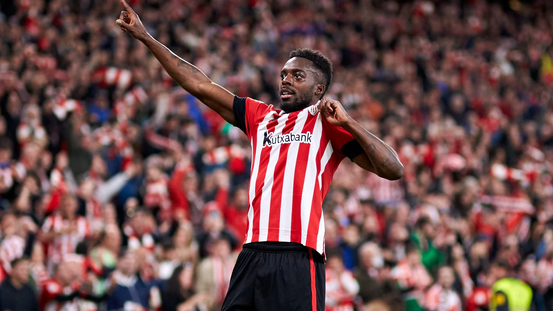 Inaki Williams of Athletic Club reacts after scoring goal during the Copa del Rey match between Athletic Club and CA Osasuna at San Mames on April 4, 2023, in Bilbao, Spain. Ricardo Larreina / Afp7 04/04/2023 ONLY FOR USE IN SPAIN