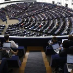 European Parliament members meet in a plenary session n Strasbourg.