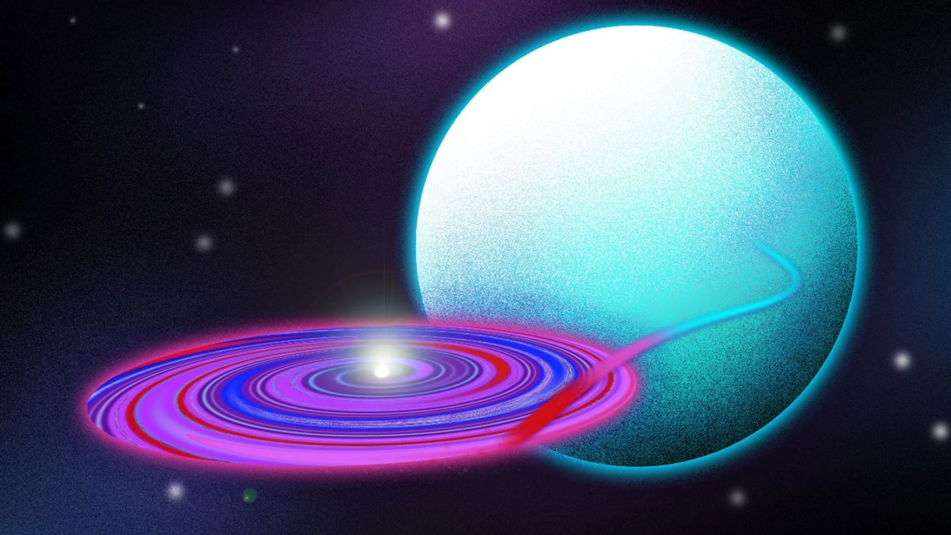 Hércules X-1, un sistema en el que una estrella de neutrones está extrayendo material de otra estrella