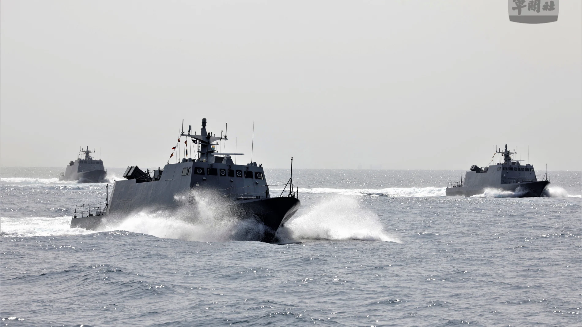 - (Taiwan), 10/04/2023.- A handout photo provided by the Taiwan Ministry of National Defense shows Taiwan Navy vessels FACG (Fast Attack Craft, Guided missile) sail at an undisclosed location, 10 April 2023. The People's Liberation Army (PLA) is holding a military exercise in the Fujian Province, Pingtan County, the closest point to Taiwan after China announced three days of military drills around Taiwan