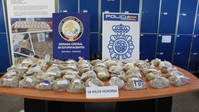 Imagen de los 50 kilos de heroína