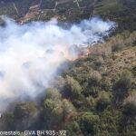 Los bomberos refrescan el perímetro del incendio de Alzira