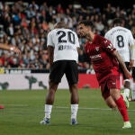 Suso Fernández celebra el segundo gol del Sevilla