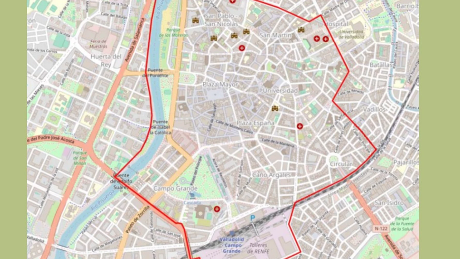 Mapa de la Zona de Bajas Emisiones de Valladolid