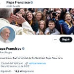 El Papa Francisco ya no tiene la verificación azul en Twitter