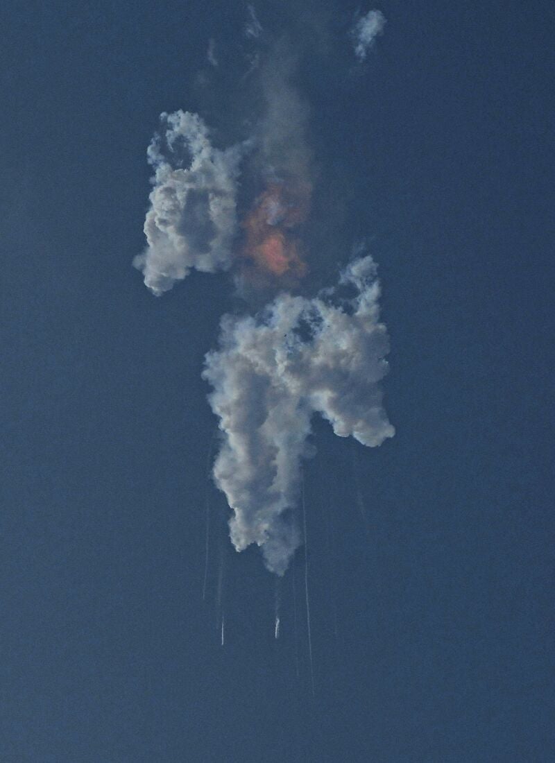 SpaceX's Starship breaks up after its launch from Starbase in Boca Chica, Texas, Thursday, April 20, 2023. SpaceXís giant new rocket exploded minutes after blasting off on its first test flight and crashed into the Gulf of Mexico. 