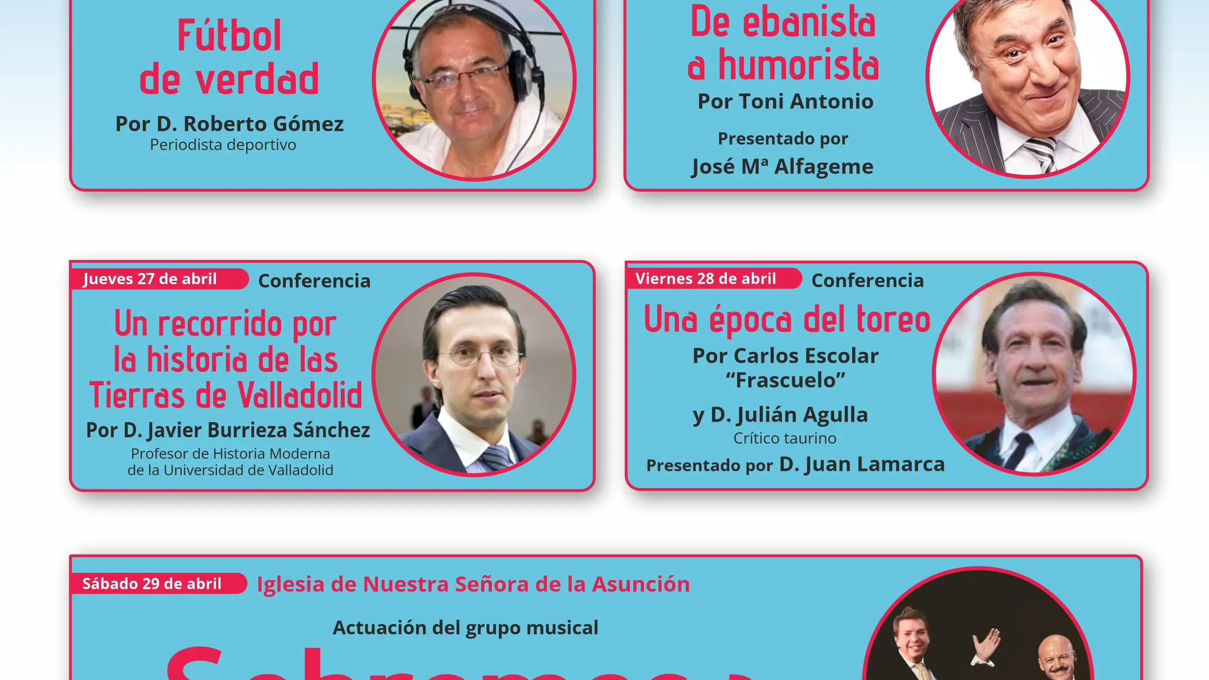 Cartel de conferenciantes de la Semana Cultura de La Pedraja de Portillo