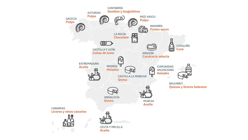 Un estudio de STC Nedap, una empresa especializada en sistemas anti-hurto, creó este mapa que detalla el producto que más se roba en los supermercados españoles