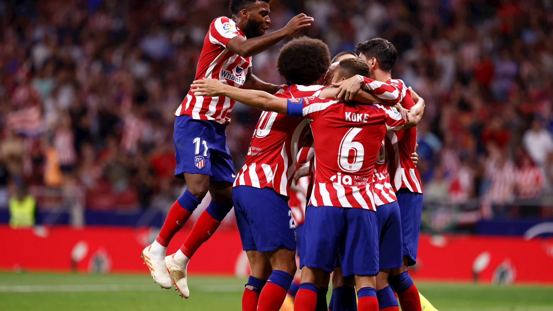 Yannick Carrasco of Atletico de Madrid celebrates a goal during the spanish league, La Liga Santander, football match played between Atletico de Madrid and Cadiz CF at Civitas Metropolitano stadium on May 03, 2023 in Madrid, Spain. Oscar J. Barroso / Afp7 03/05/2023 ONLY FOR USE IN SPAIN