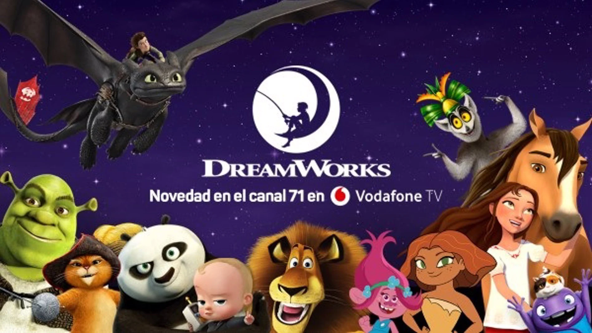 Vodafone TV incorpora el canal DreamWorks de entretenimiento infantil y familiar