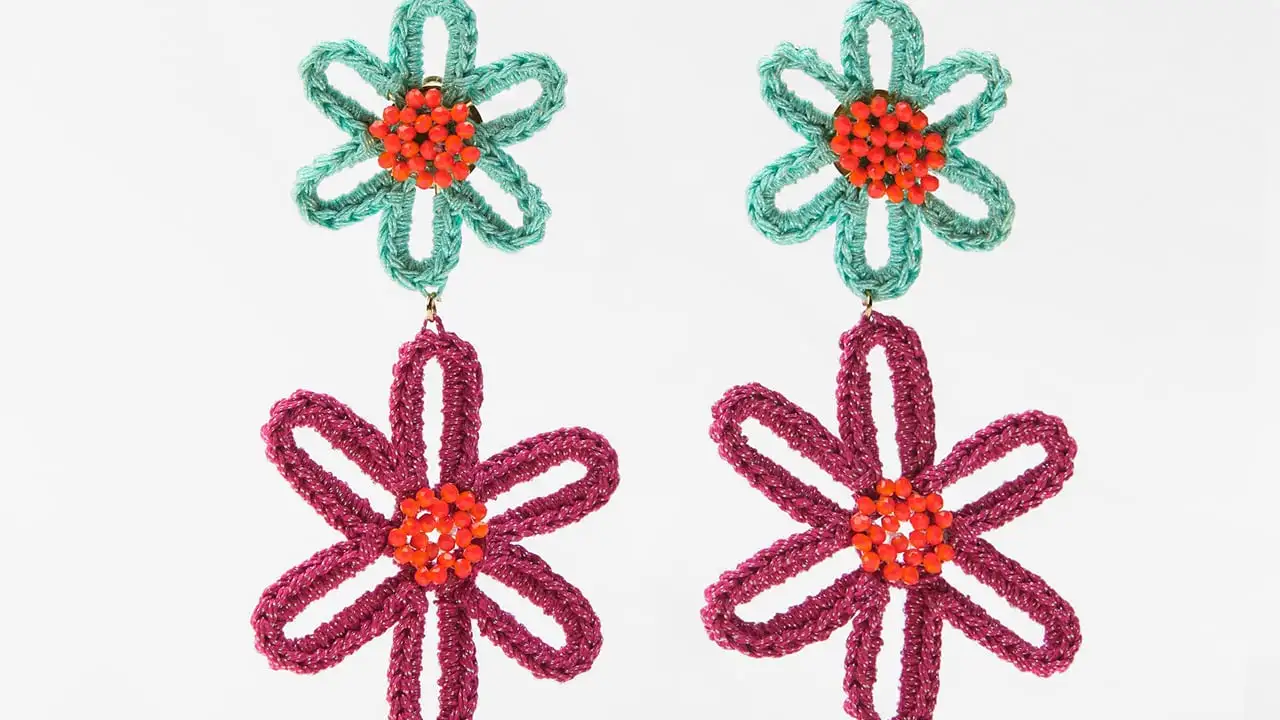 Pendientes flores crochet