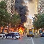 Imagen del autobús que ardió el pasado mes de marzo en Murcia