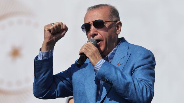 El presidente turco, Recep Tayyip Erdogan, en un mitin en Estambul