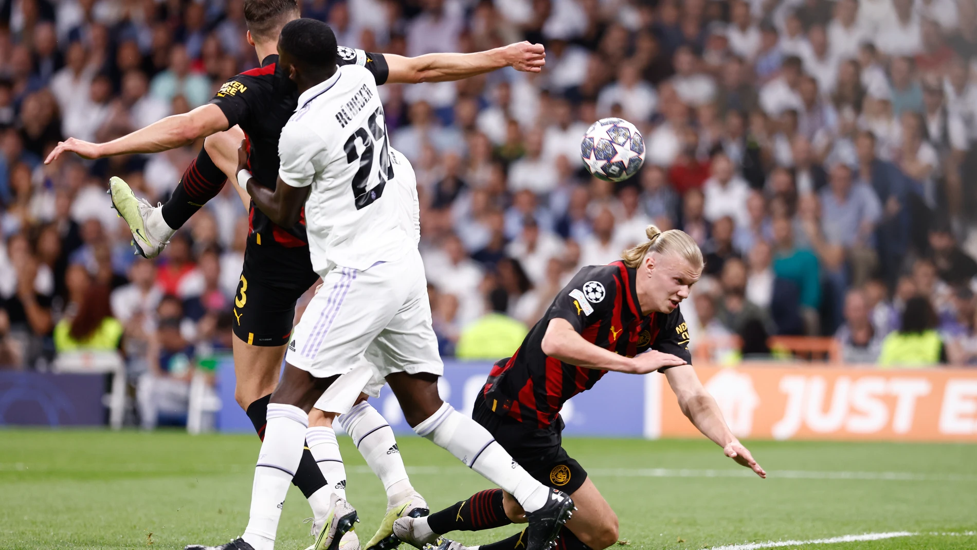 Erling Haaland of Manchester City in action during the UEFA Champions League, Semi Finals, football match played between Real Madrid and Manchester City at Santiago Bernabeu Stadium on May 09, 2023 in Madrid, Spain. Oscar J. Barroso / Afp7 09/05/2023 ONLY FOR USE IN SPAIN