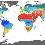 Cada color es una zona climática según el mapa de Clasificación Climática de Köppen-Geiger