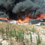 Incendio ocurrido en el asentamiento chabolista de Palos de la Frontera (Huelva)