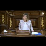La portavoz de Agricultura del GPP; Milagros Marcos, interviene en el pleno