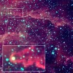 Imagen infrarroja de UJT-1 y la estela que deja a su paso
