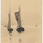 Esta acuerela titulada "Dos barcas de vela en Venecia, 1885" forma parte de los antiguos cuadernos del autor