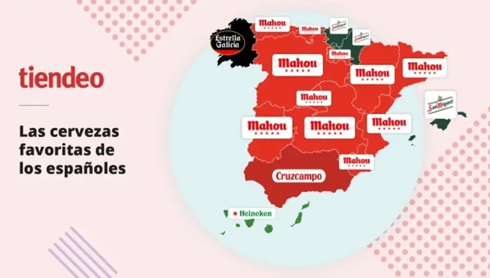 Mapa de las cervezas favoritas de los españoles