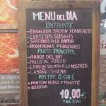 Menú en castellano en un restaurante