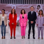 Debate de cinco de los candidatos a la presidencia de la Comunidad madrileña en la sede de Telemadrid.