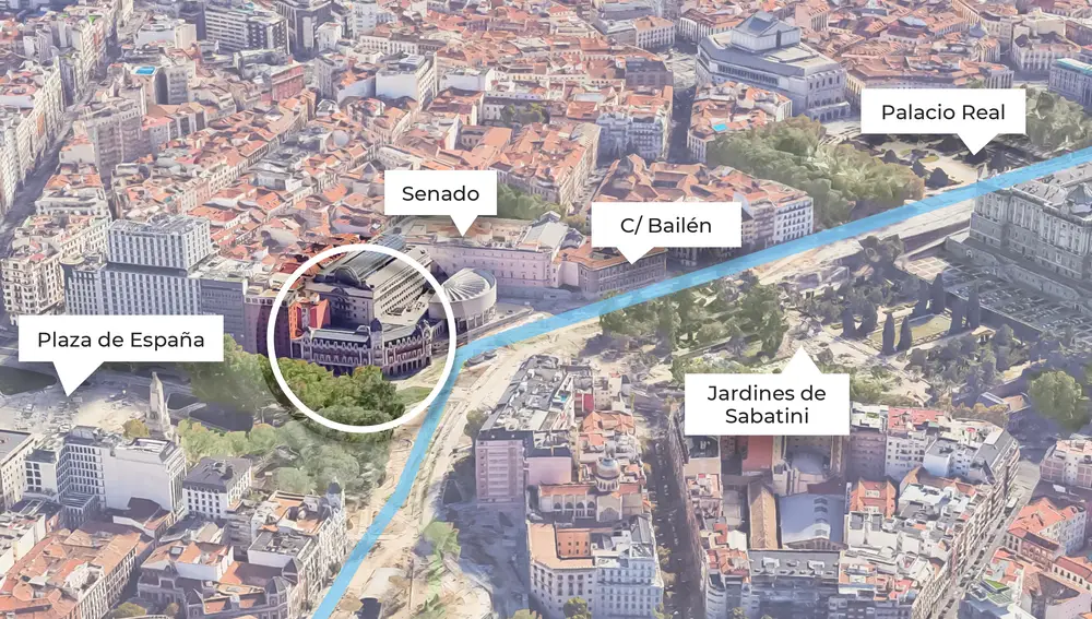 La ubicación del emblemático edificio, antigua sede de la Real Compañía Asturiana de Minas, en pleno Madrid de los Austrias