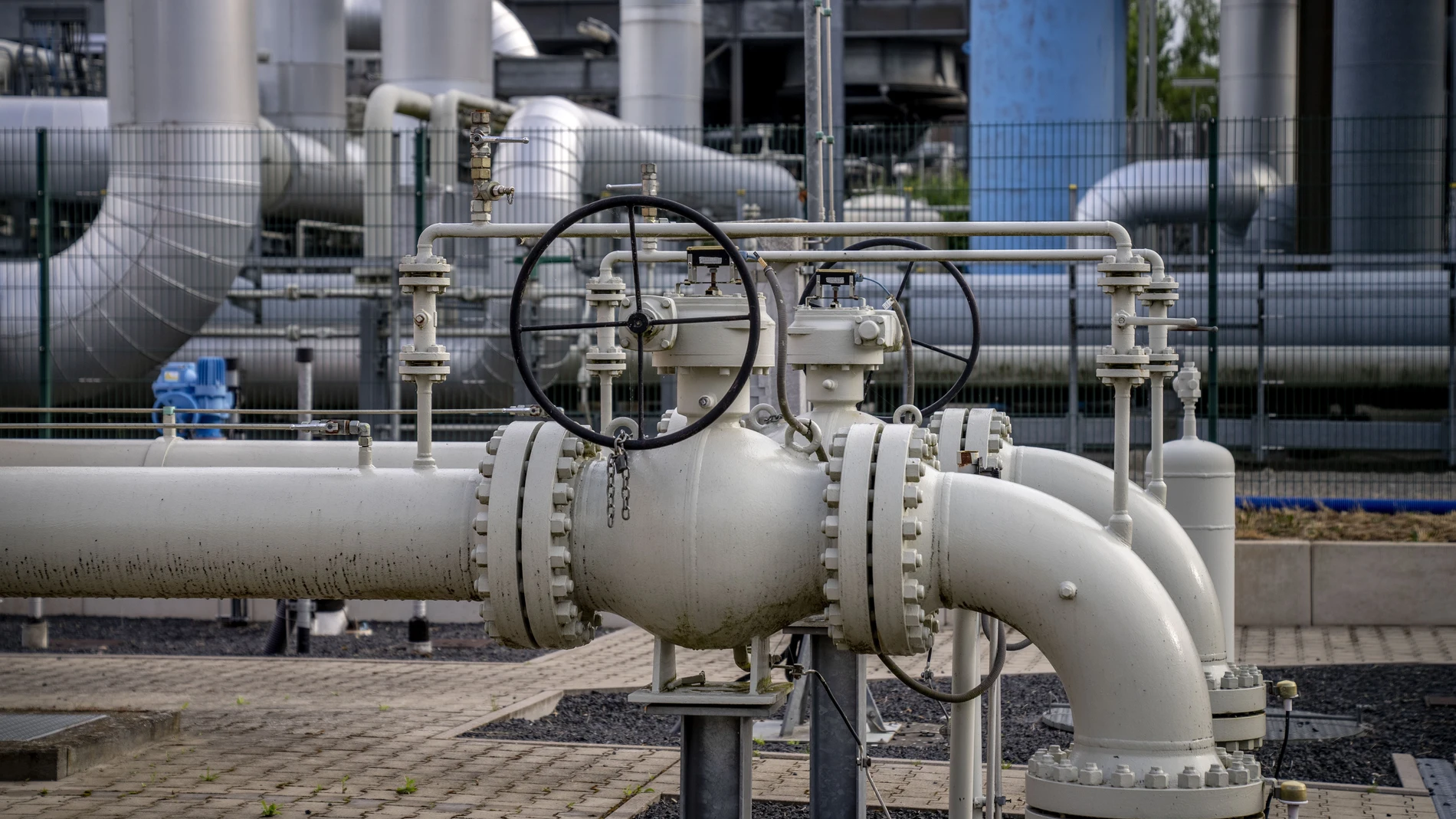 Pipes of the gas storage plant Reckrod are pictured near Eiterfeld, central Germany, Thursday, July 14, 2022, after the Nord Stream 1 pipeline was shut down due to maintenance.