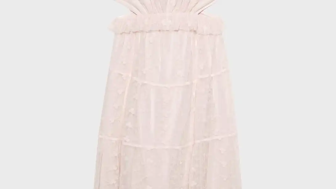 Vestido midi tul bordado