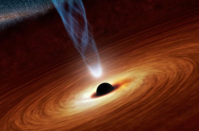 ilustración de un agujero negro, muy similar en ciertas características a una estrella bosónica