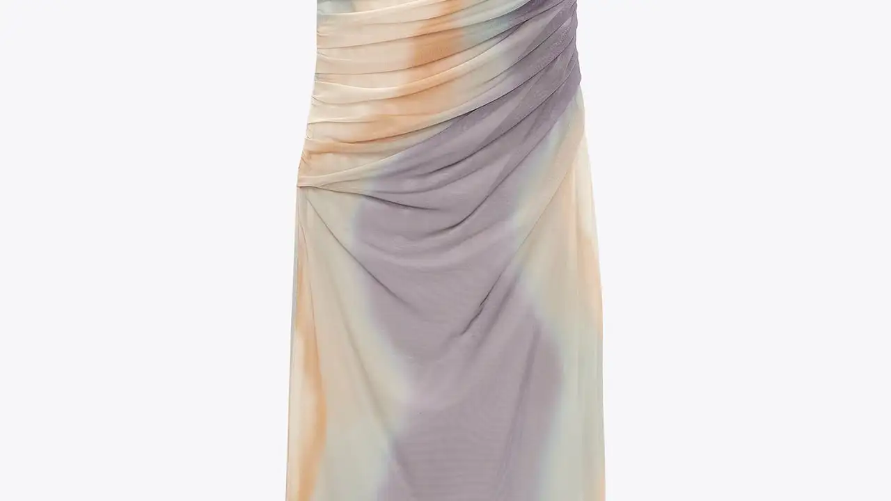 Vestido estampado tul palabra de honor