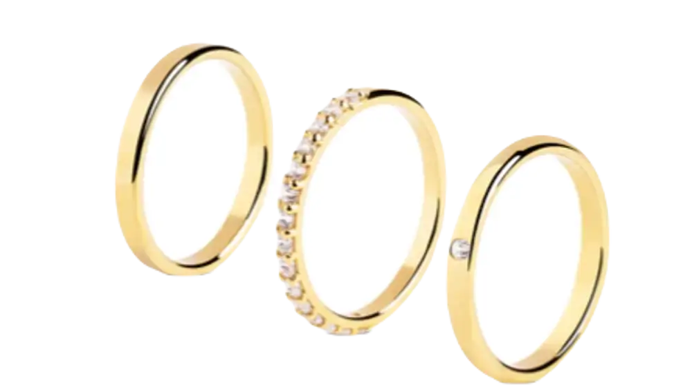 Pack tres anillos choices baño oro