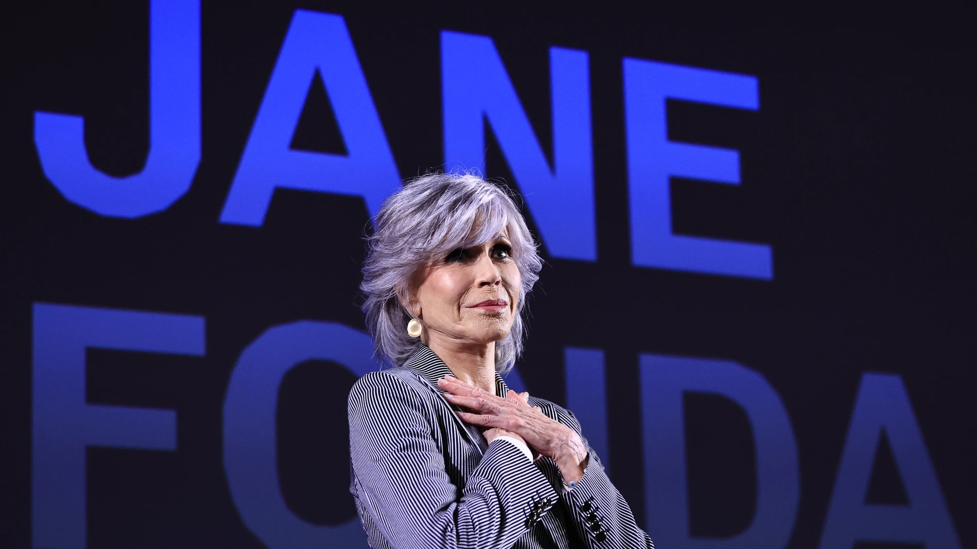 US actress Jane Fonda attends a "Rendez-Vous With Jane Fonda " at the 76th edition of the Cannes Film Festival in Cannes, southern France, on May 26, 2023.