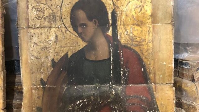 Imagen de una de las tablas aparecidas en la iglesia de Cedillo de la Torre