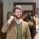 El vicepresidente de la Junta de Castilla y León, Juan García-Gallardo, muestra su alegría tras los resultados