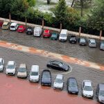 Imagen de una de las calles de Laguna de Duero anegadas 