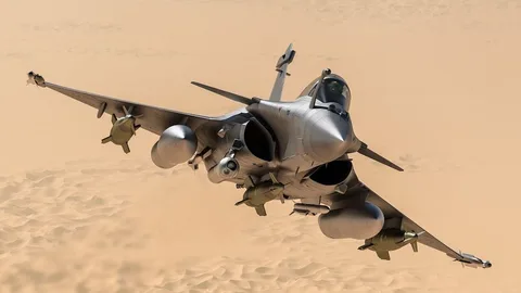 Imagen de un caza francés Rafael F4 en vuelo