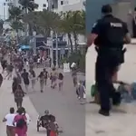 Captura del momento en el que se produjo el tiroteo este lunes en el paseo de la playa de Hollywood, una ciudad a 30 kilómetros de Miami