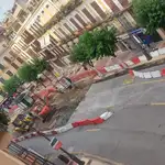 Las vías del centro de Murcia está cortadas con motivo de las obras del Plan de Movilidad del PSOE 