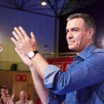 El jefe del Ejecutivo, Pedro Sánchez, en un acto de campaña