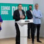 Arnaldo Otegi informa sobre la reunión de la Mesa Política de la coalición