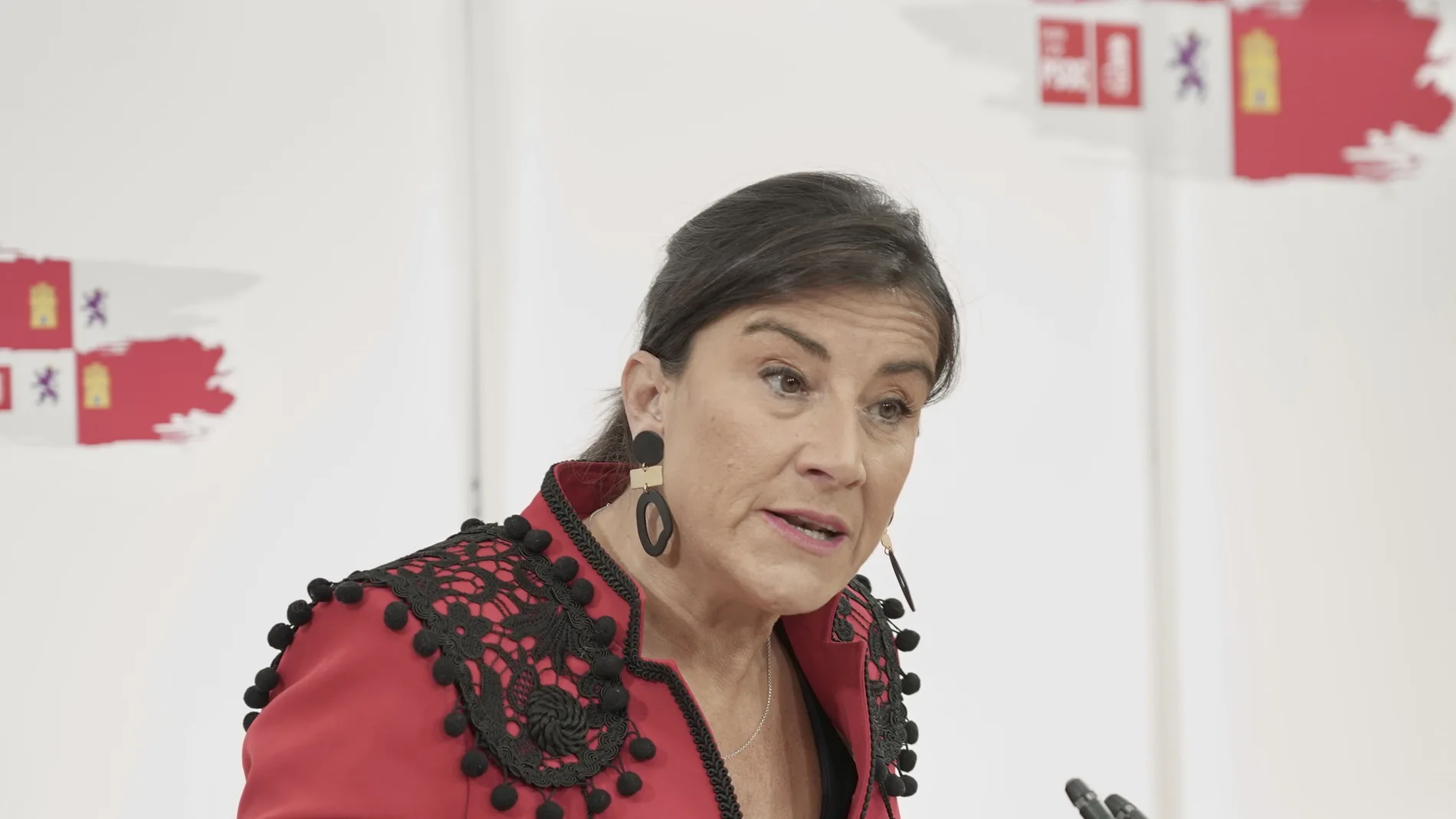 La secretaria de Organización del PSOE de Castilla y León, Ana Sánchez, atiende a los medios