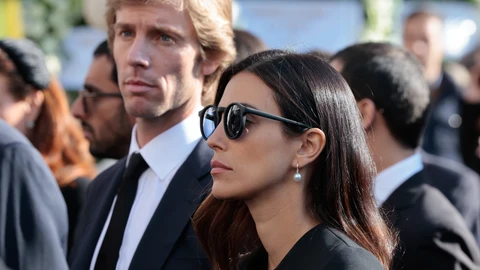 Christian of Hannover and Alessandra "Sassa" de Osma during burial of Constantine of Greece in Athens, on Monday,, 16 January 2023.