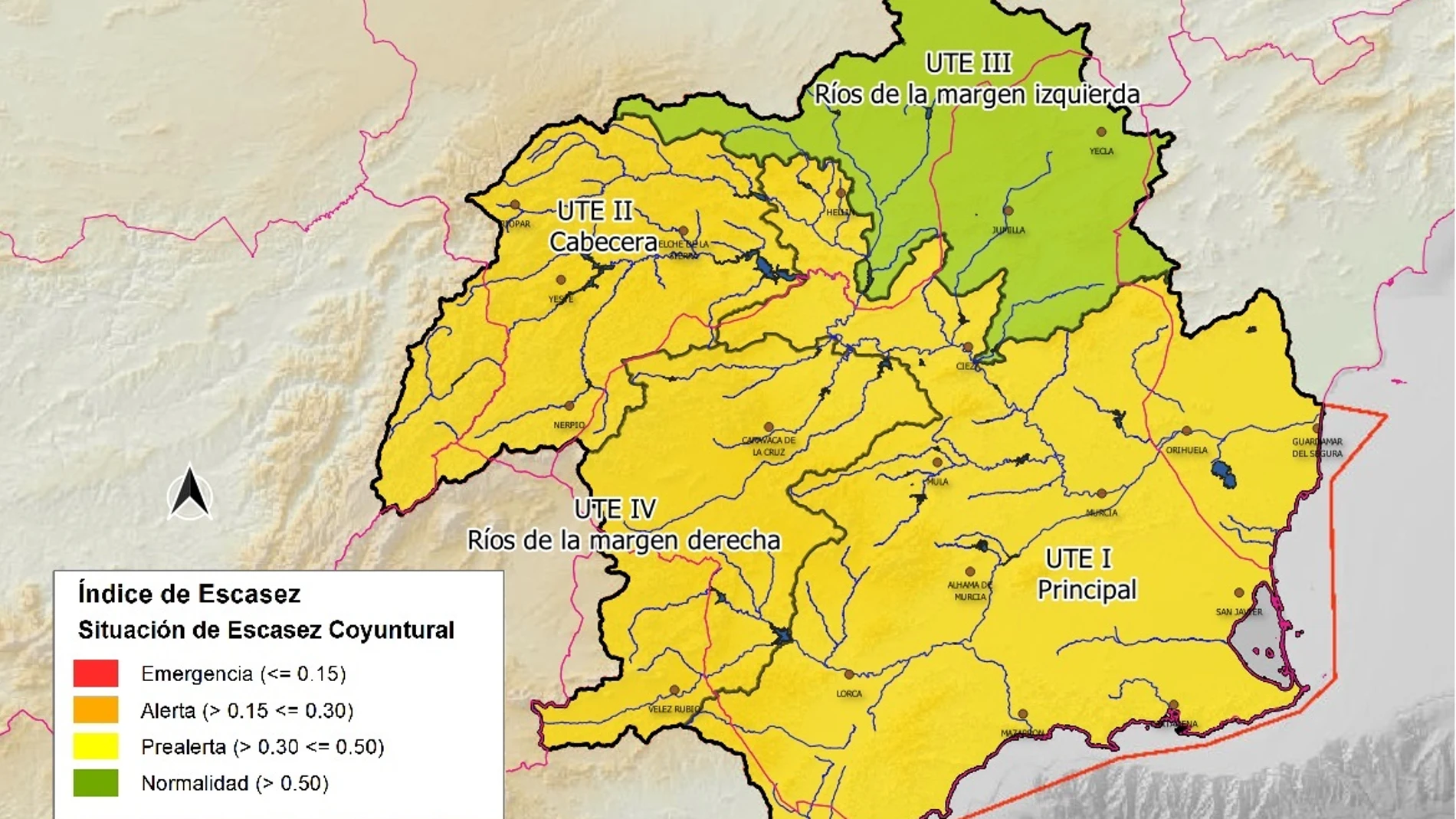 MURCIA.-AMP.- Agua.- La cuenca del Segura continúa en prealerta pero aleja el escenario de sequía extraordinaria