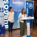 La candidata del PP a la Alcaldía de Burgos, Cristina Ayala y la portavoz del Grupo Municipal en el Ayuntamiento de Burgos, Andrea Ballesteros, comparecen en rueda de prensa para abordar asuntos de actualidad municipal